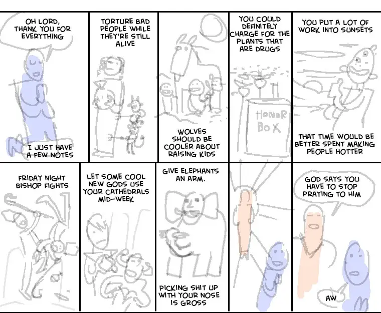 Rough draft of Oglaf comic