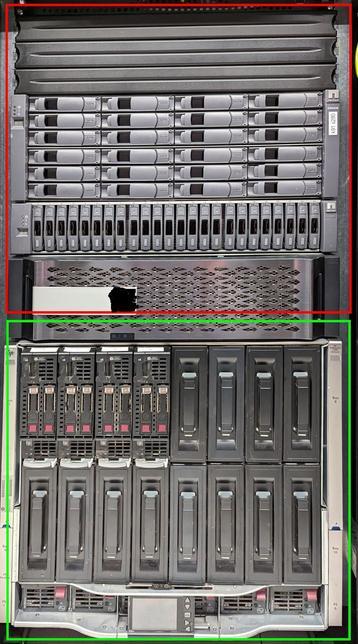 Server, Storage und Netzwerkgeräte in einem Serverrack