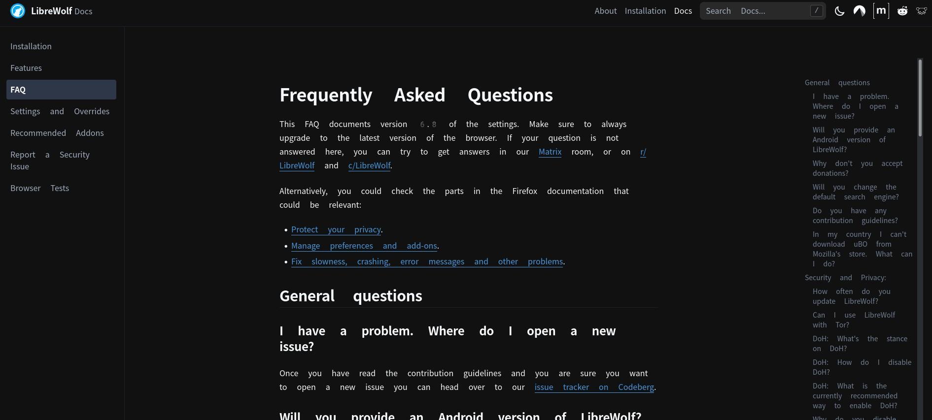 screenshot of the site that has weird text align when opened in librewolf browser