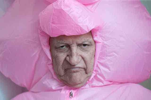 Bob katter in inflatable rabbit costume