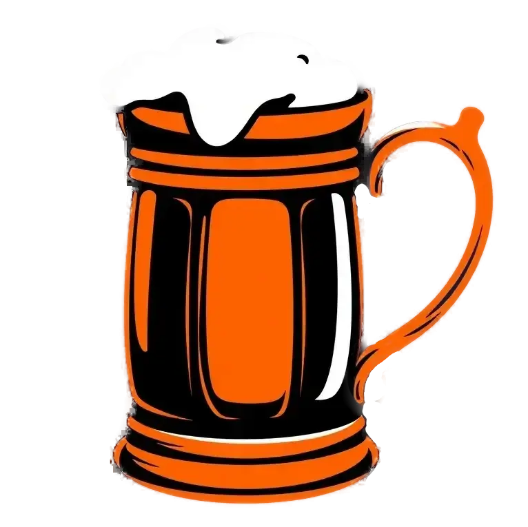 Drinking Buddy: An icon of tankart of grog in orange-red, black and white colors