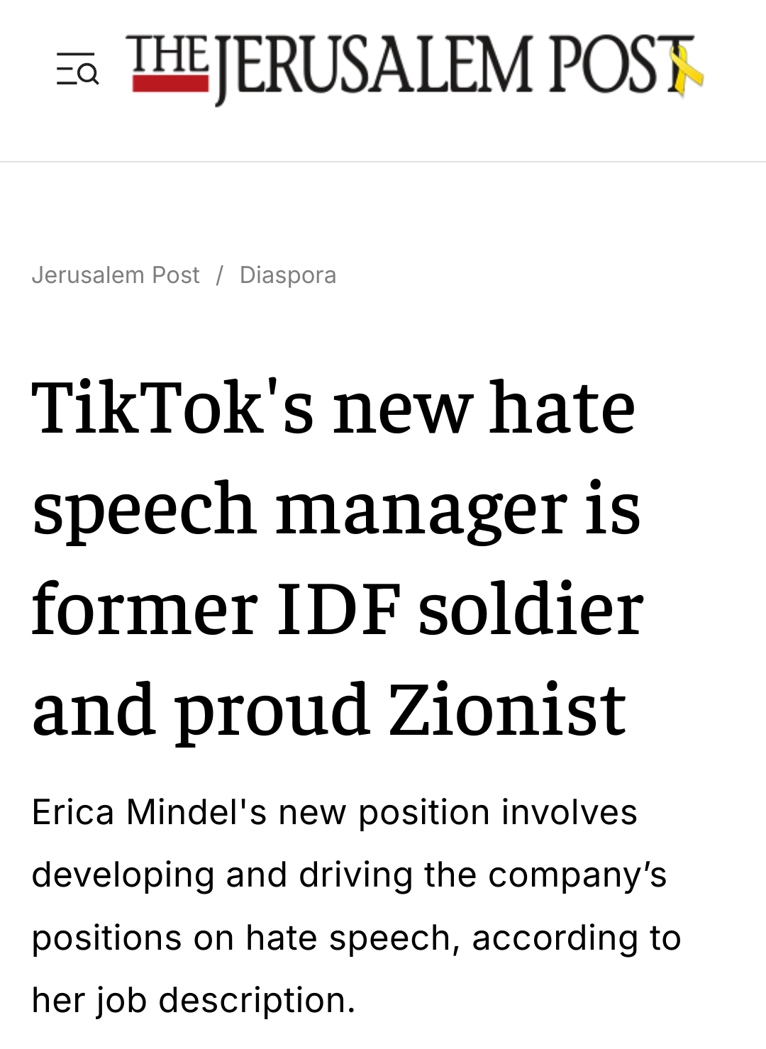 TikTok's new hate speech manager is former IDF soldier and proud Zionist - The Jerusalem Post