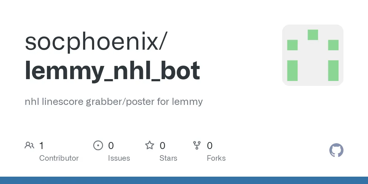 GitHub - socphoenix/lemmy_nhl_bot: nhl linescore grabber/poster for lemmy