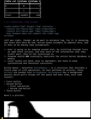 A grainy screenshot of a colorful terminal rendering of a djot document