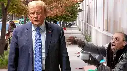 Trump Quietly Avoids Eye Contact With Rudy Giuliani Begging For Change Outside Courthouse