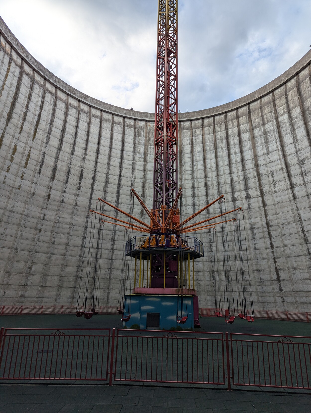 The interior of the cooling tower, which now hosts a carousel.