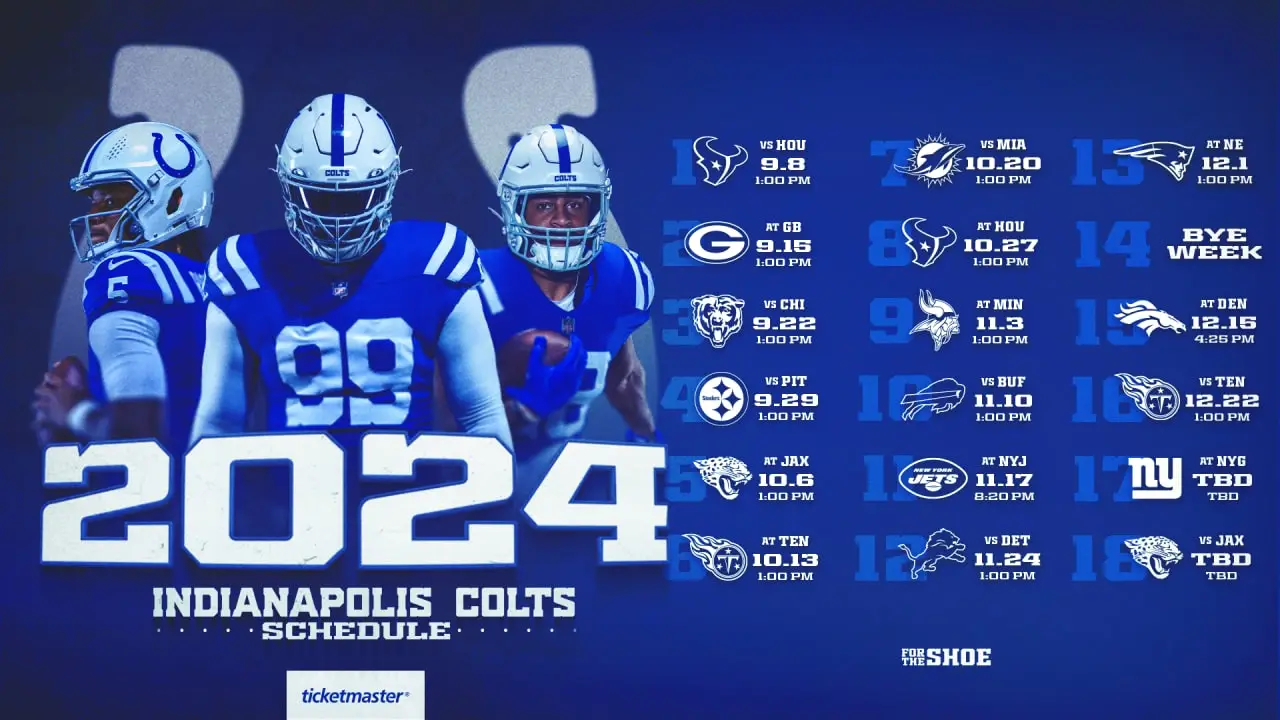 Colts announce 2024 regular season schedule